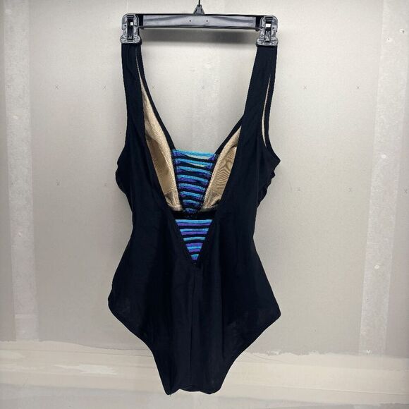 Vintage Cole of California One Piece Black Blue Purple Size 10 EUC - Picture 2 of 5